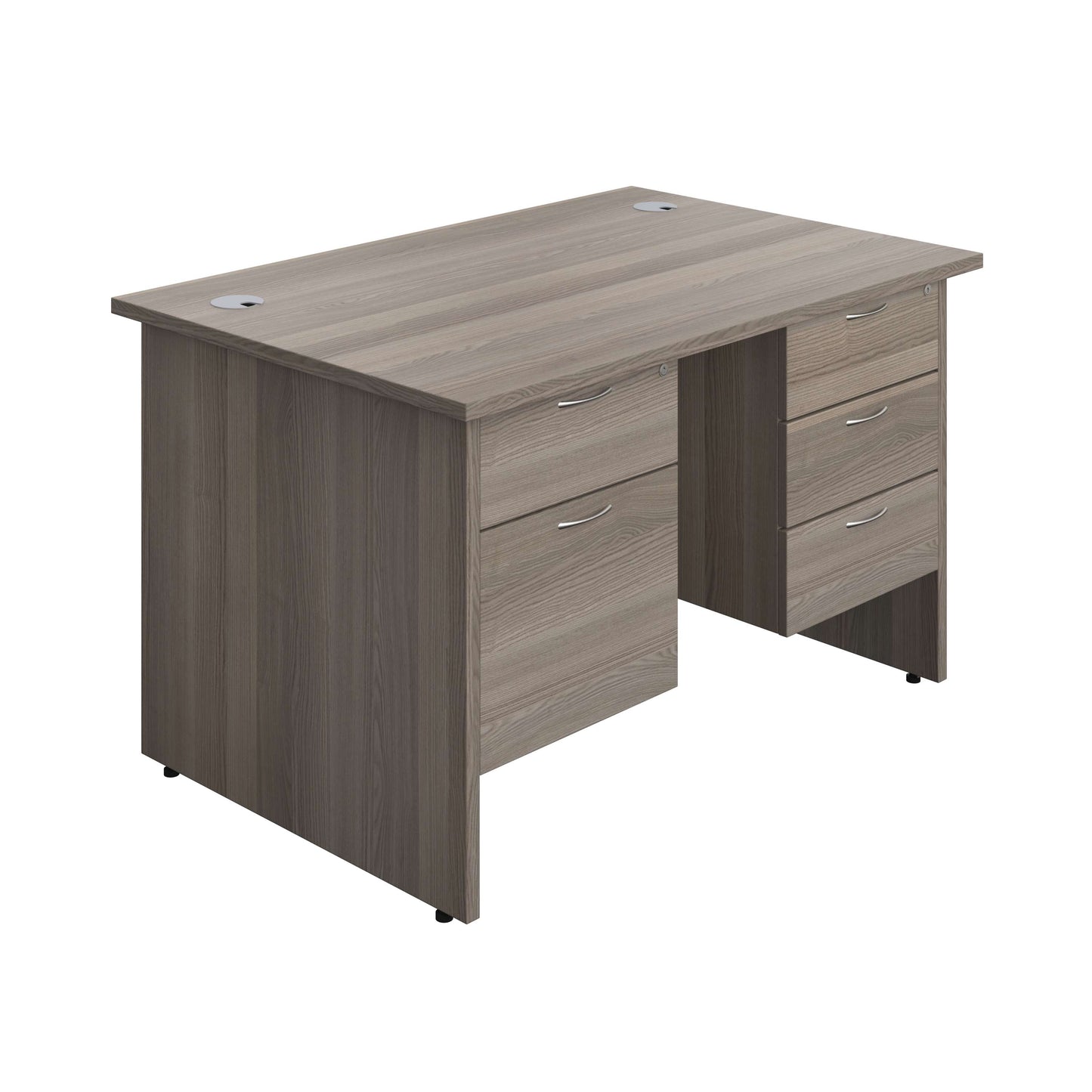 Panel Rectangular Desk + 2 & 3 Drawer Fixed Pedestal Bundle (FSC) | 1200X800 | Grey Oak/Grey Oak