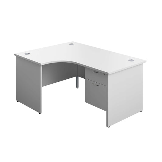 Panel Left Hand Radial Desk + 2 Drawer Fixed Pedestal Bundle (FSC) | 1600X1200 | White/White