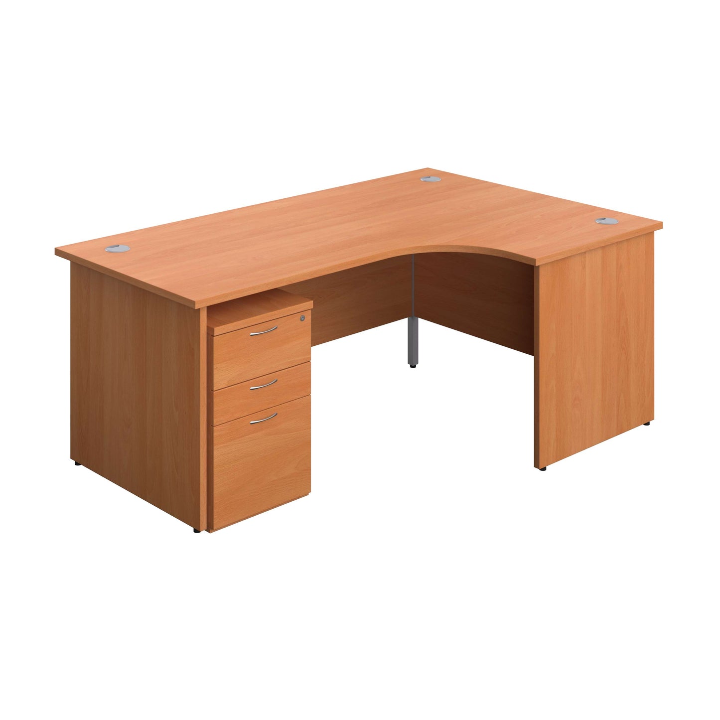 Panel Right Hand Radial Desk + 3 Drawer High Mobile Pedestal Bundle (FSC) | 1800X1200 | Beech/Beech