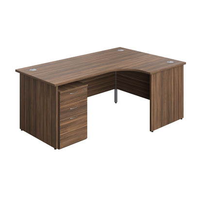 Panel Right Hand Radial Desk + 3 Drawer High Mobile Pedestal Bundle (FSC) | 1800X1200 | Dark Walnut/Dark Walnut