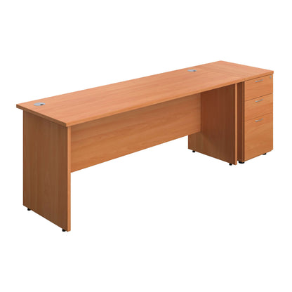 Panel Rectangular Desk + 3 Drawer Desk High Pedestal Bundle (FSC) | 1800X600 | Beech/Beech