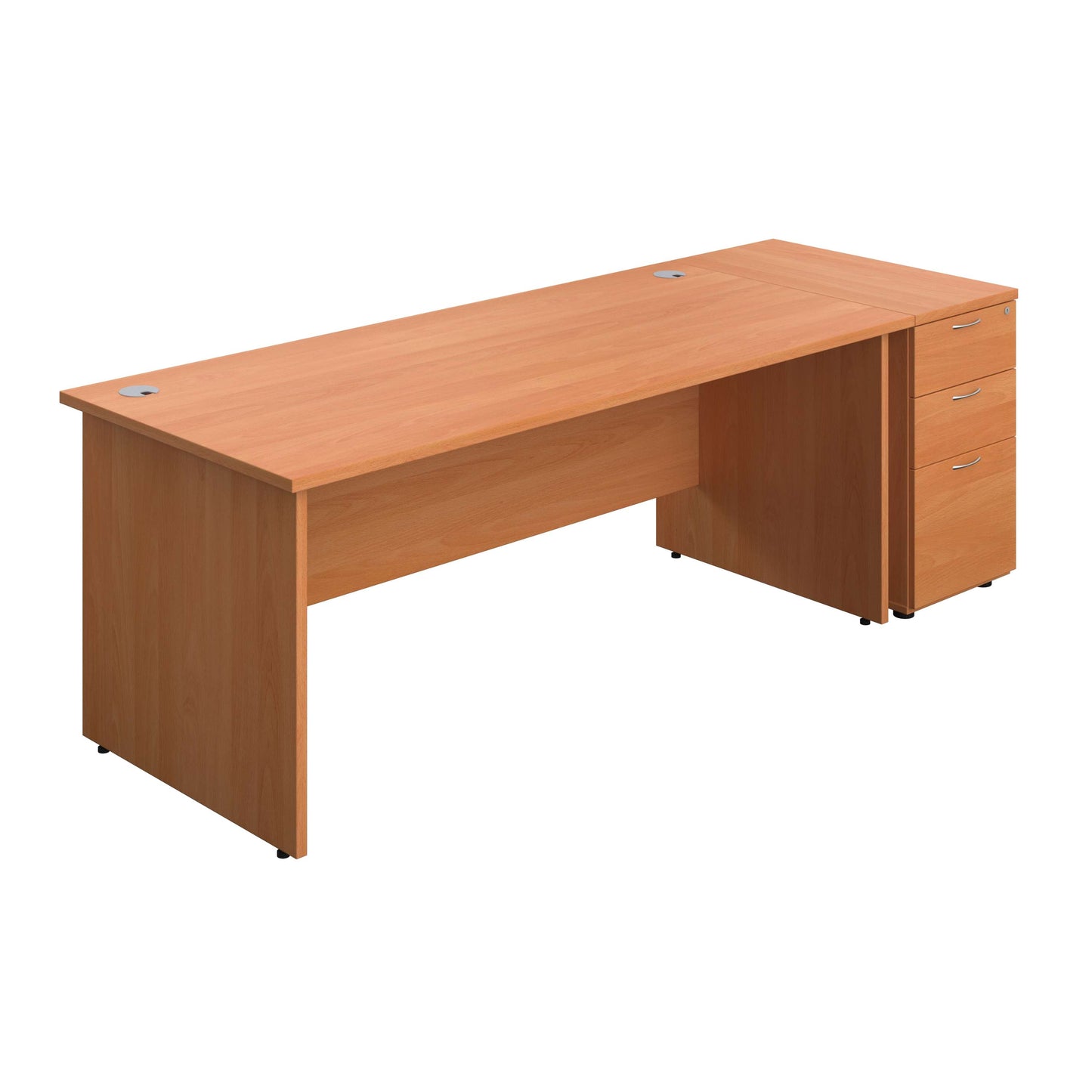 Panel Rectangular Desk + 3 Drawer Desk High Pedestal Bundle (FSC) | 1800X800 | Beech/Beech