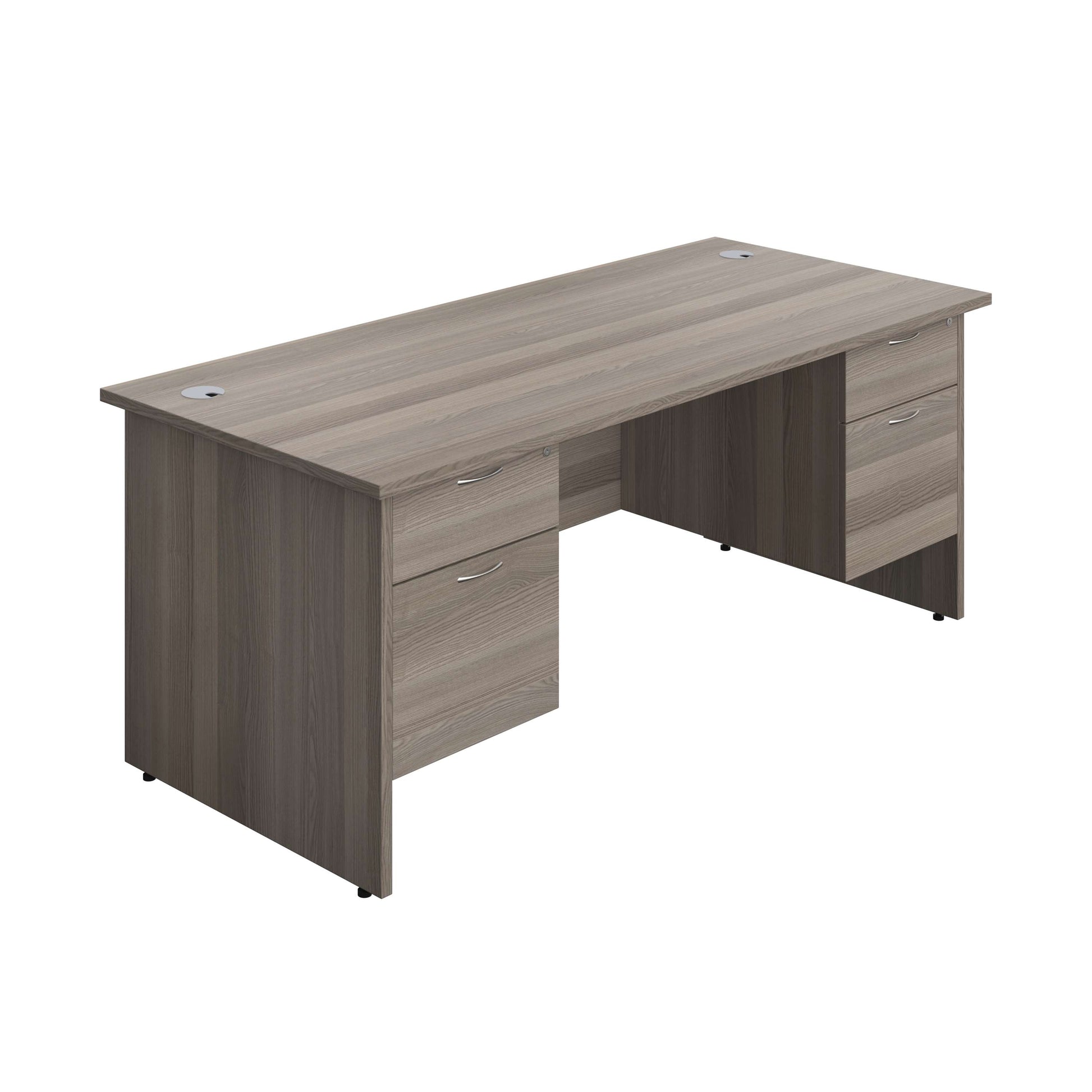 Panel Rectangular Desk + 2 X 2 Drawer Fixed Pedestal Bundle (FSC) | 1800X800 | Grey Oak/Grey Oak