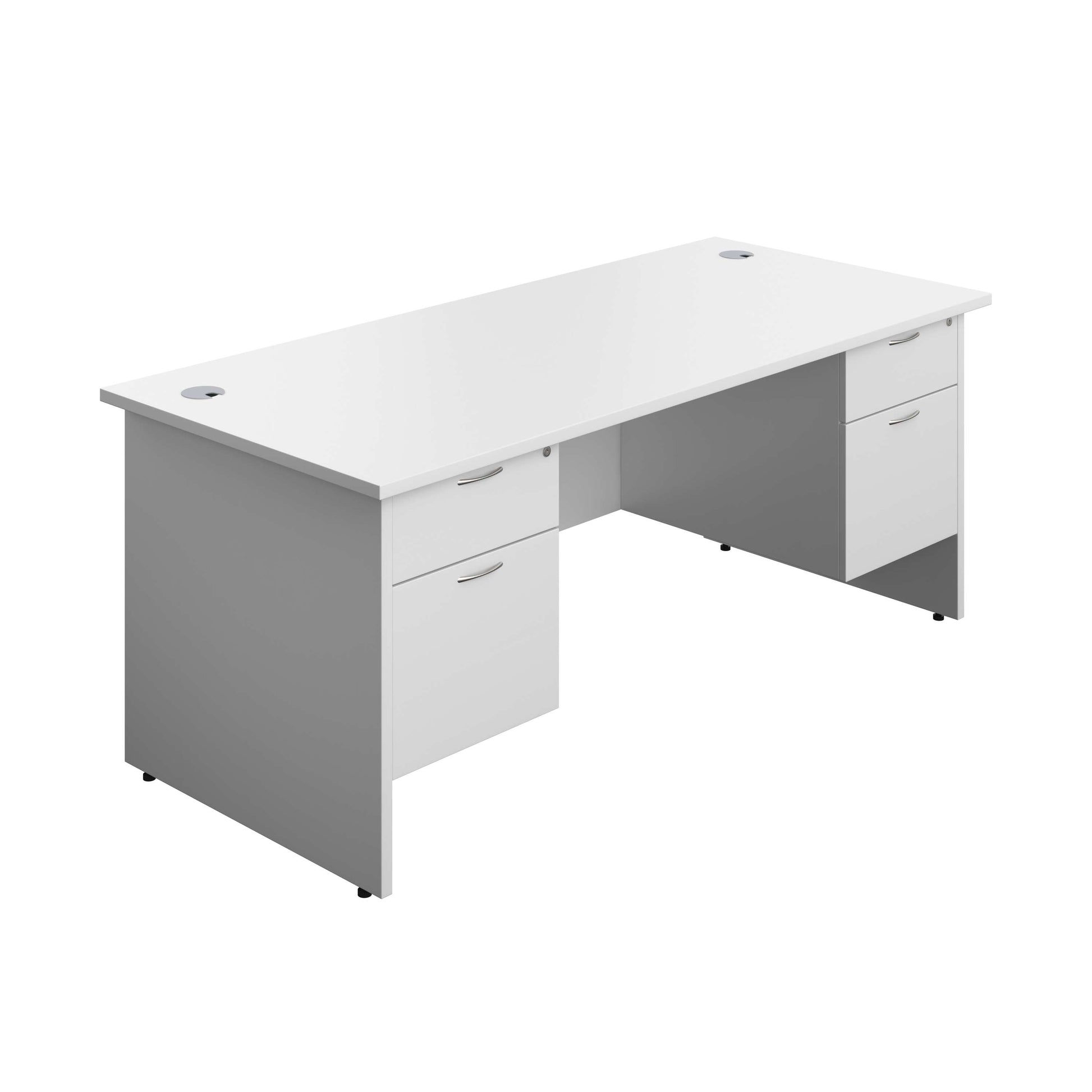 Panel Rectangular Desk + 2 X 2 Drawer Fixed Pedestal Bundle (FSC) | 1800X800 | White/White