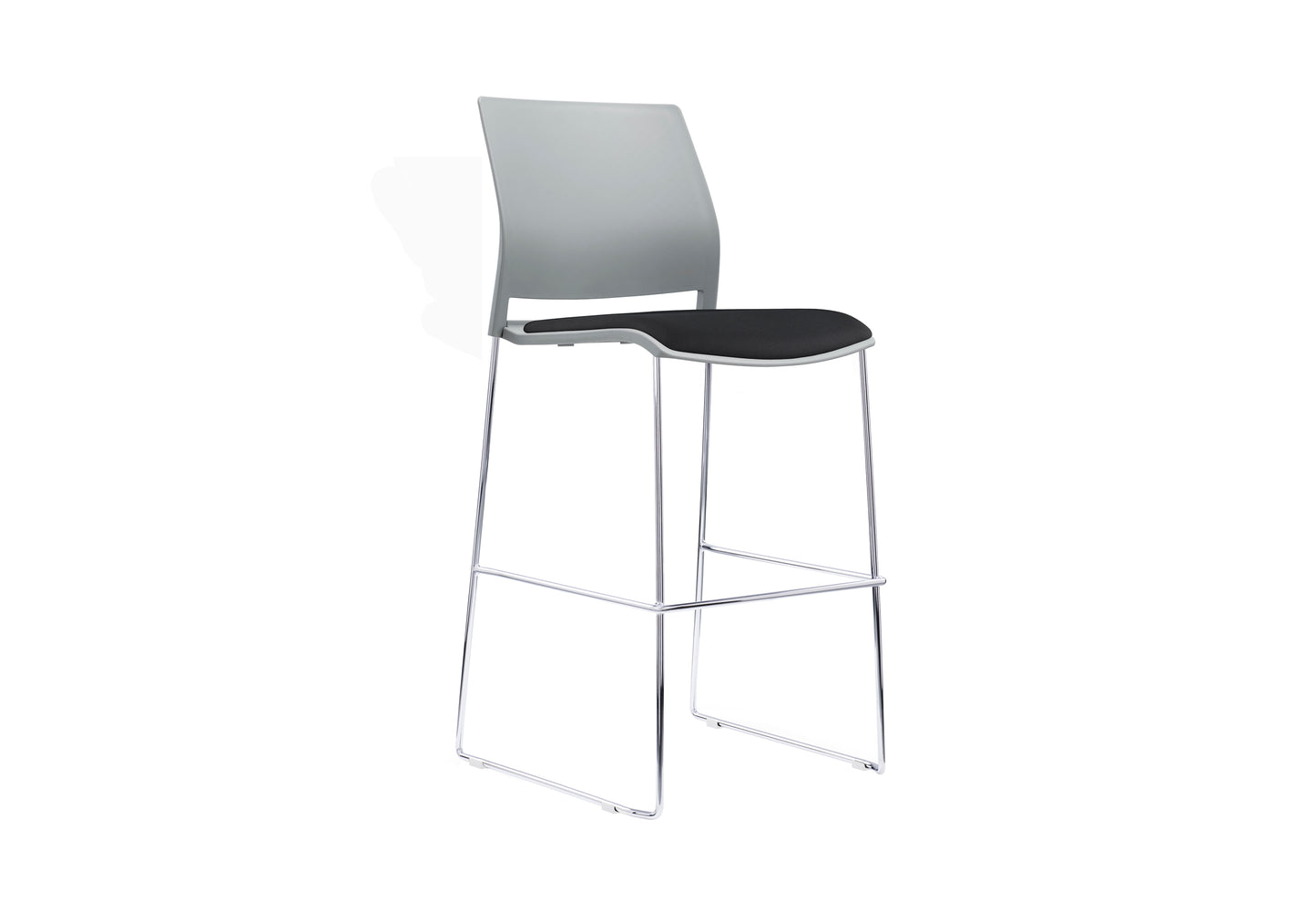 VERSE Stool with Chrome Frame - Black, Grey or White Shells - with Seat Pad