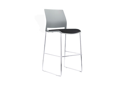 VERSE Stool with Chrome Frame - Black, Grey or White Shells - with Seat Pad
