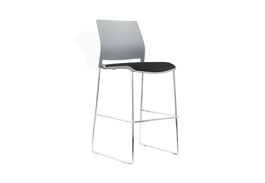 VERSE Stool with Chrome Frame - Black, Grey or White Shells - with Seat Pad