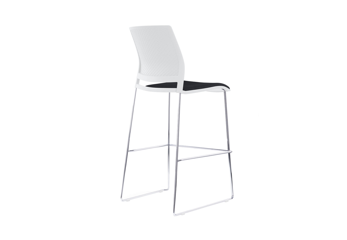 VERSE Stool with Chrome Frame - Black, Grey or White Shells - with Seat Pad