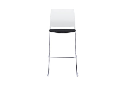 VERSE Stool with Chrome Frame - Black, Grey or White Shells - with Seat Pad