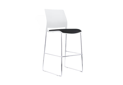 VERSE Stool with Chrome Frame - Black, Grey or White Shells - with Seat Pad