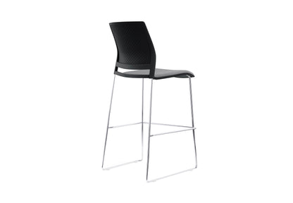VERSE Stool with Chrome Frame - Black, Grey or White Shells - with Seat Pad