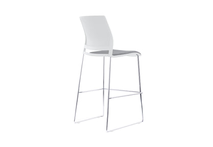 VERSE Stool with Chrome Frame - Black, Grey or White Shells - with Seat Pad