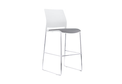 VERSE Stool with Chrome Frame - Black, Grey or White Shells - with Seat Pad