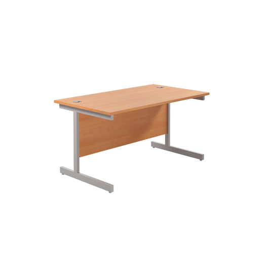 Single Upright Rectangular Desk: 800mm Deep (FSC) | 1200 X 800 | Beech/Silver