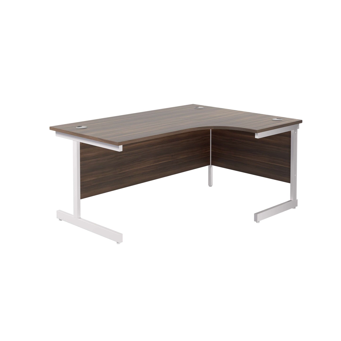 Single Upright Right Hand Radial Desk (FSC) | 1600 X 1200 | Dark Walnut/White