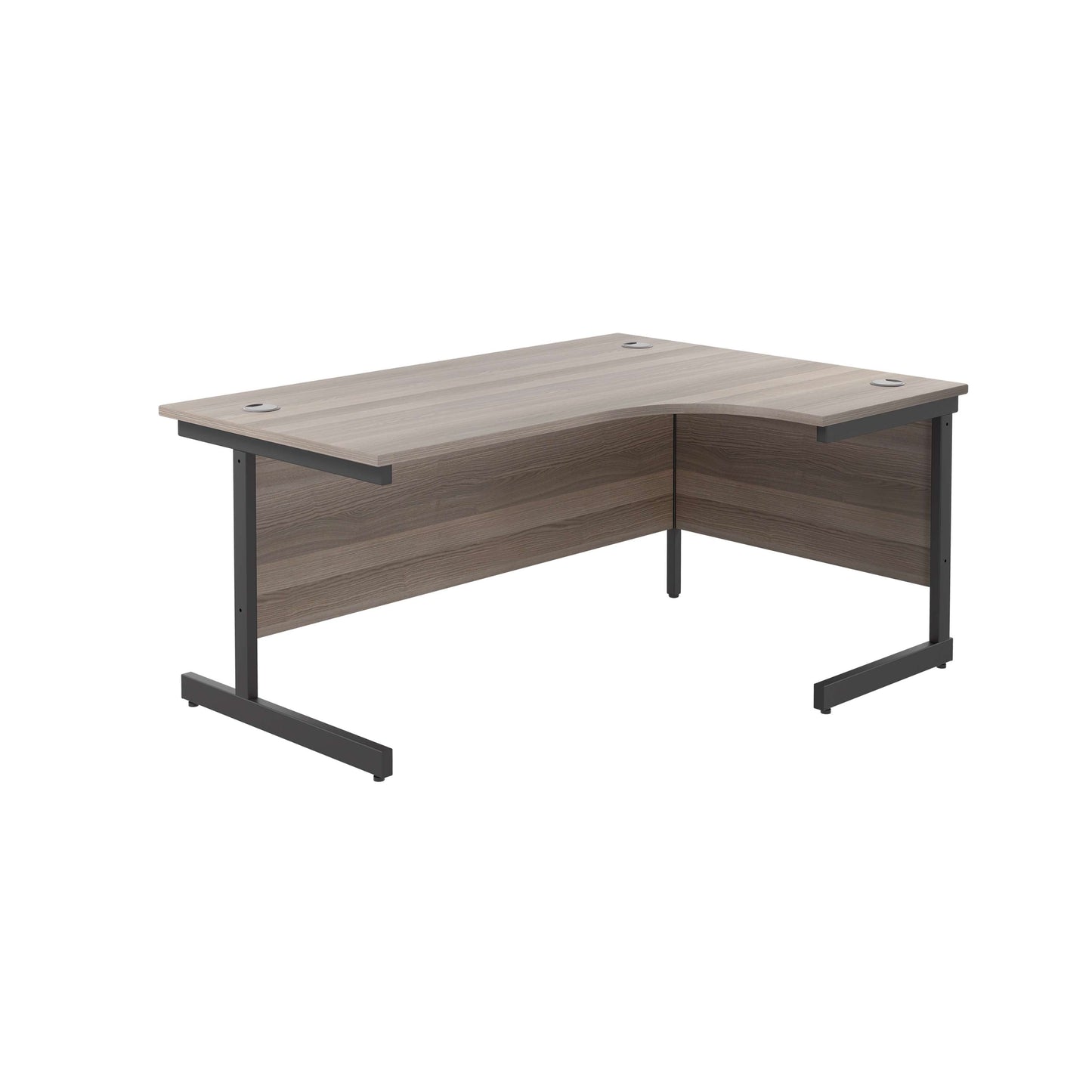 Single Upright Right Hand Radial Desk (FSC) | 1600 X 1200 | Grey Oak/Black