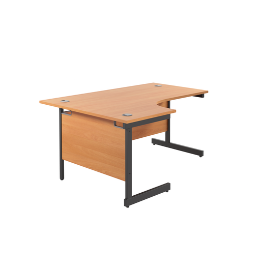 Single Upright Left Hand Radial Desk (FSC) | 1800 X 1200 | Beech/Black