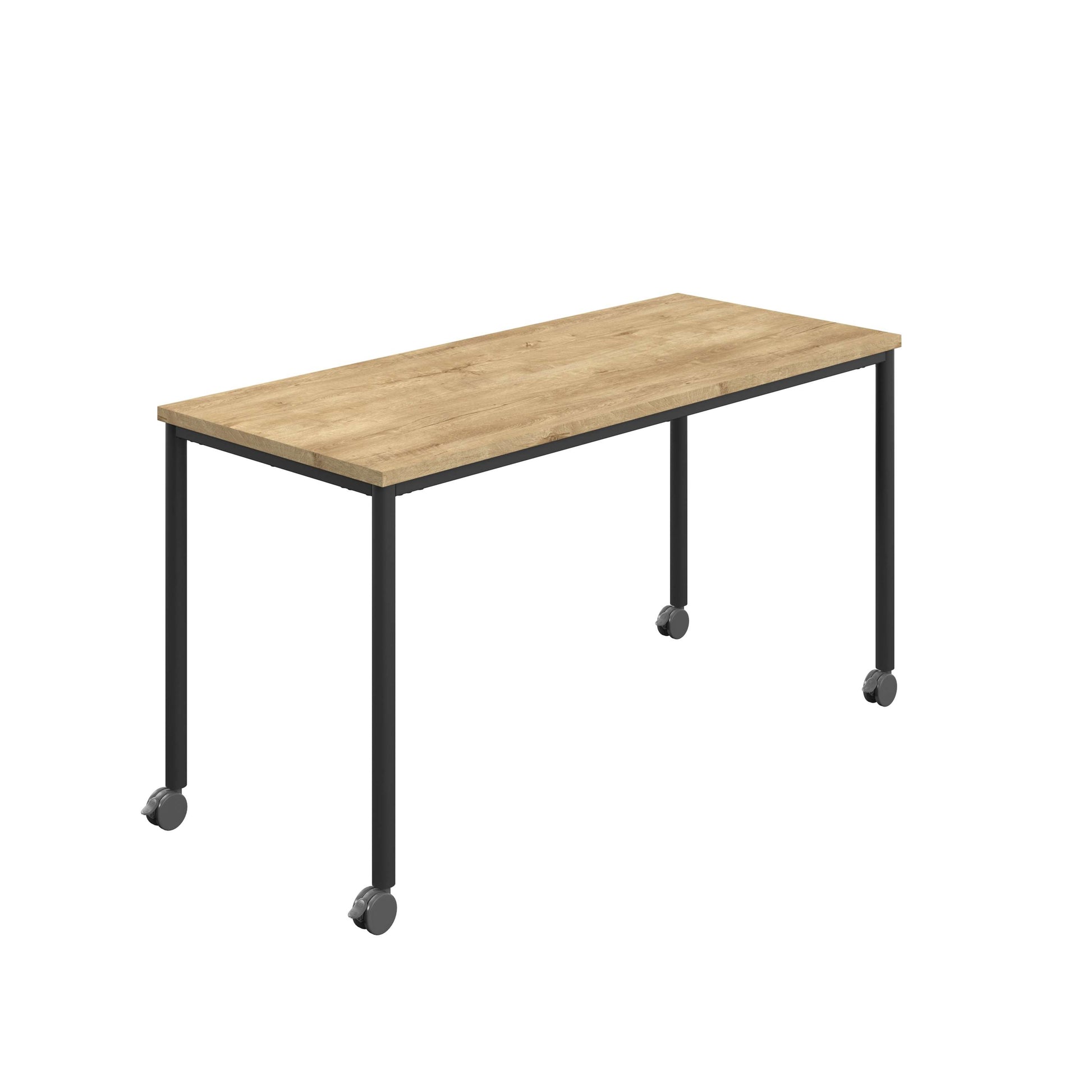 Titan Mobile Rectangular Table (FSC) | 1800 X 600 | Black/Natural Nebraska Oak