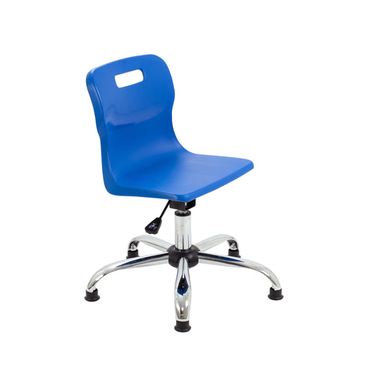 Titan Swivel Junior Chair with Chrome Base and Glides | Size 3-4 | Blue/Chrome