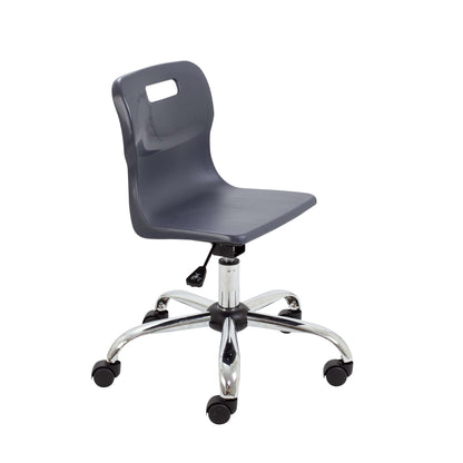 Titan Swivel Junior Chair with Chrome Base and Castors | Size 3-4 | Charcoal/Chrome