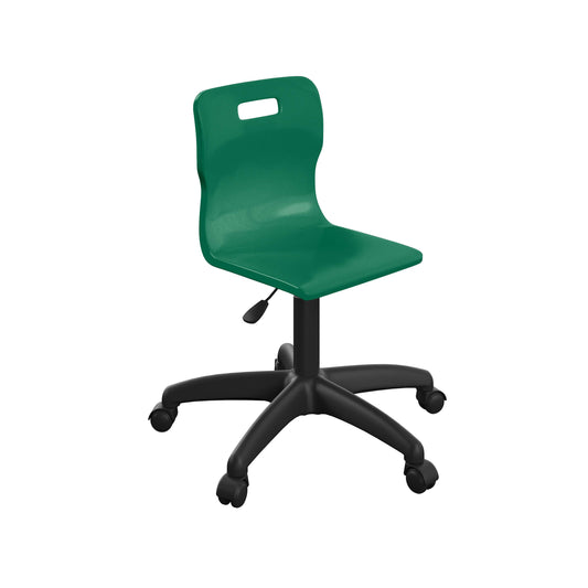 Titan Swivel Junior Chair with Plastic Base and Castors | Size 3-4 | Green/Black