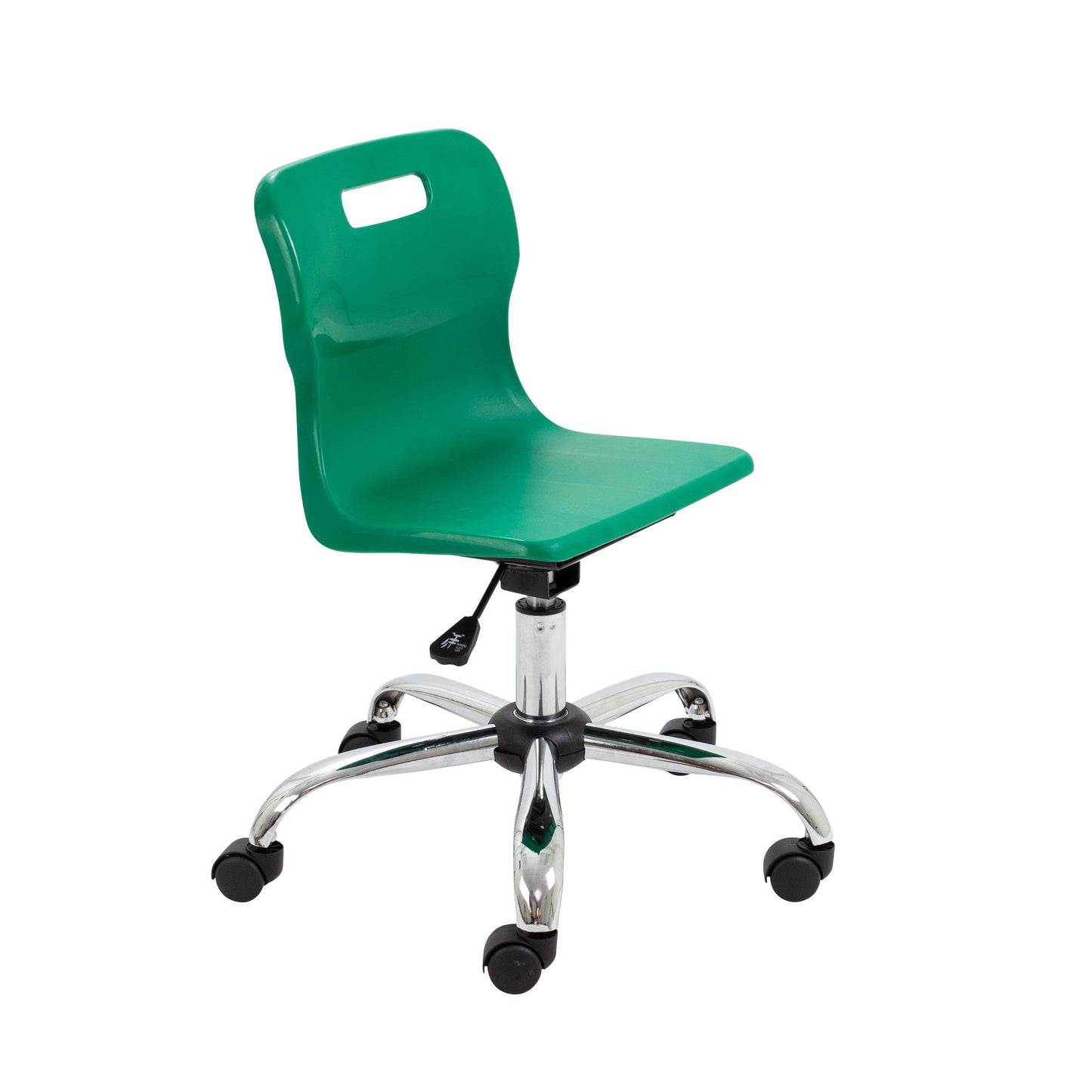 Titan Swivel Junior Chair with Chrome Base and Castors | Size 3-4 | Green/Chrome