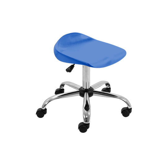 Titan Swivel Senior Stool with Chrome Base and Castors | Size 5-6 | Blue/Chrome