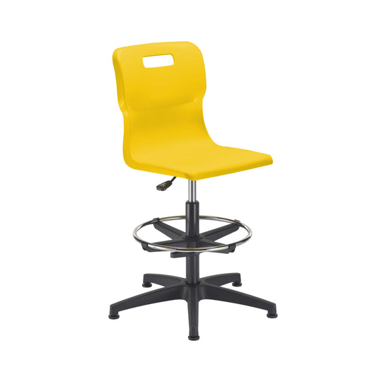 Titan Swivel Senior Chair with Plastic Base, Castors and D-Kit | Size 5-6 | Adjustable D-Kit | Yellow/Black