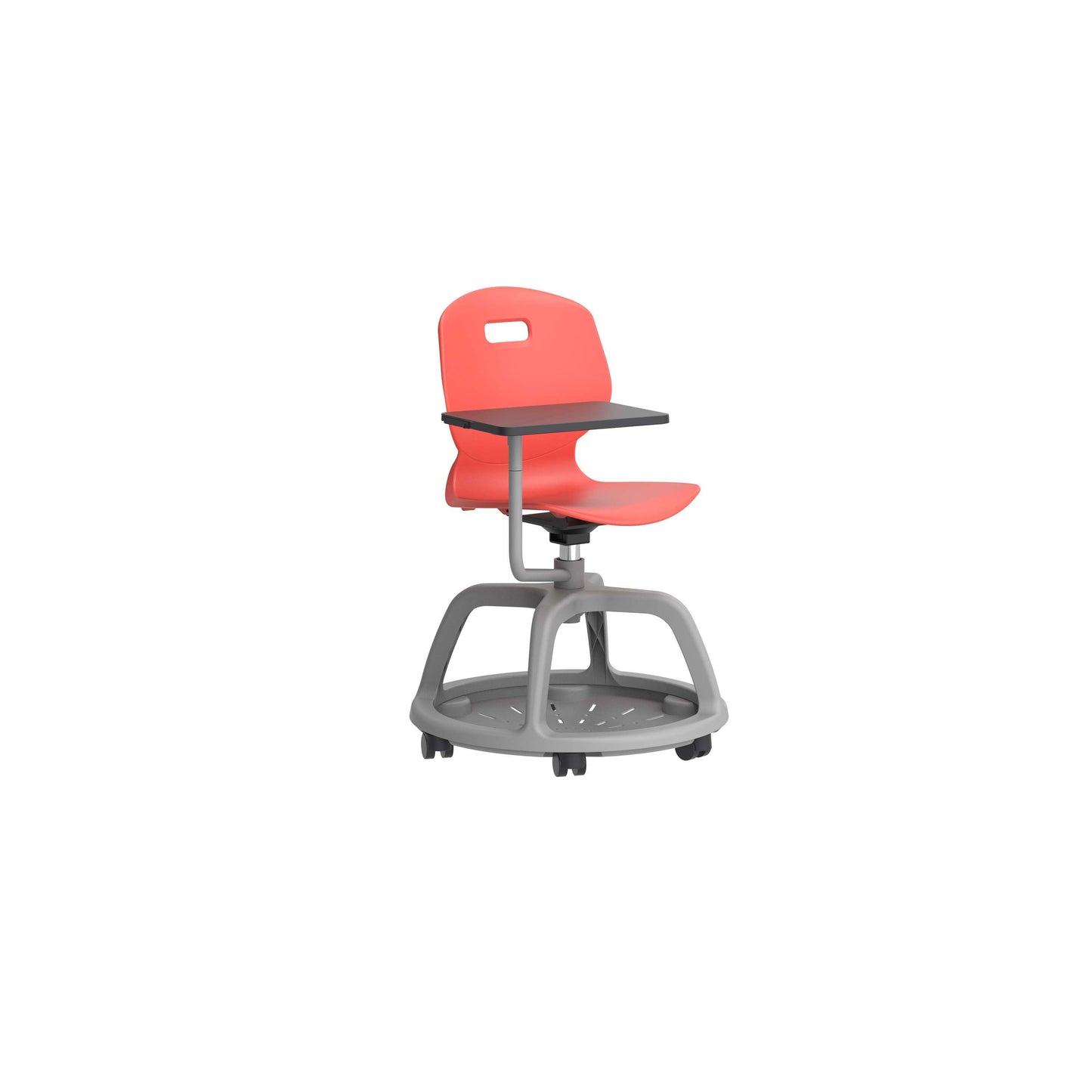 Titan Arc Community Swivel Chair with Arm Tablet | Coral