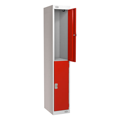 Locker | 2 Door | 300mm Deep | Red/Grey