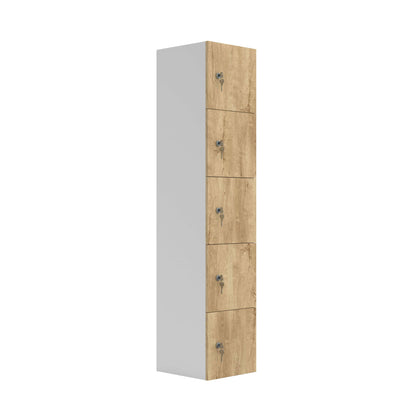 Five Door Unit Complete with Shelf, Coat Hooks, Cam Lock (FSC) | Natural Nebraska Oak