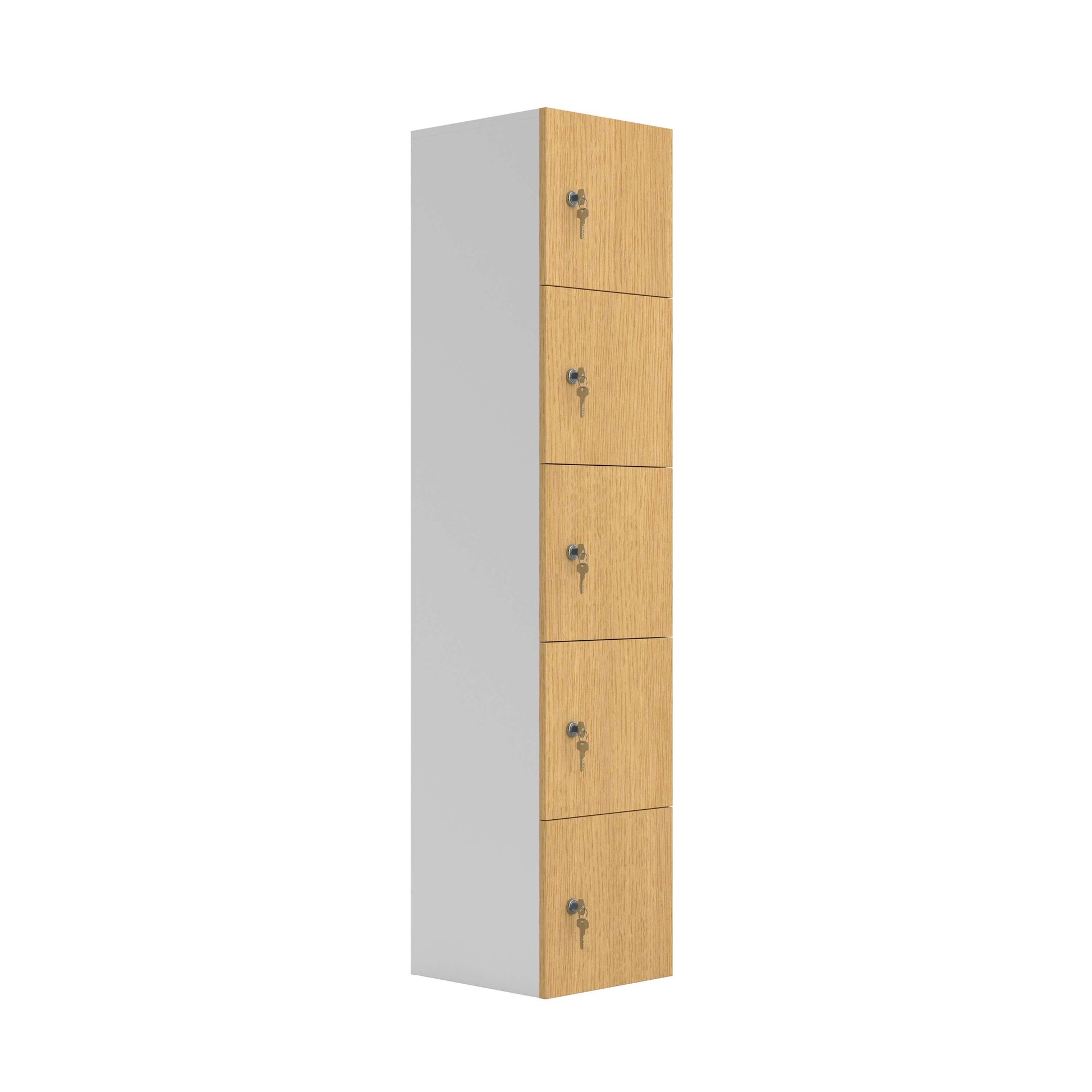 Five Door Unit Complete with Shelf, Coat Hooks, Cam Lock (FSC) | Sorano Oak