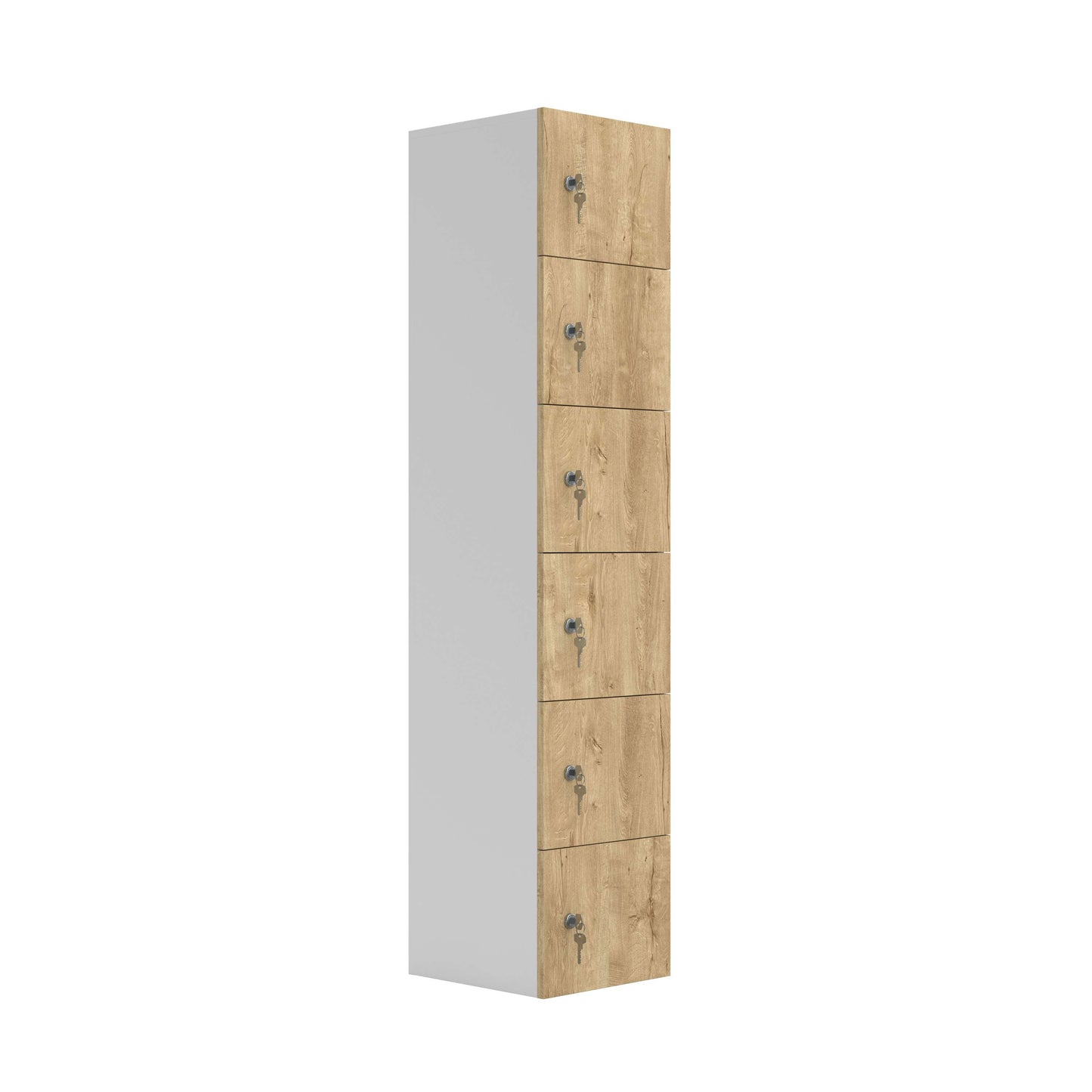 Six Door Unit Complete with Shelf, Coat Hooks, Cam Lock (FSC) | Natural Nebraska Oak