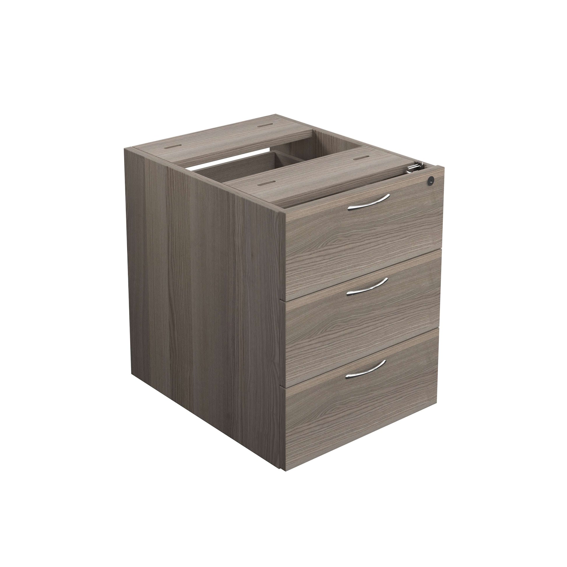 Essentials Fixed Pedestal 3 Drawers (FSC) | Standard | Grey Oak