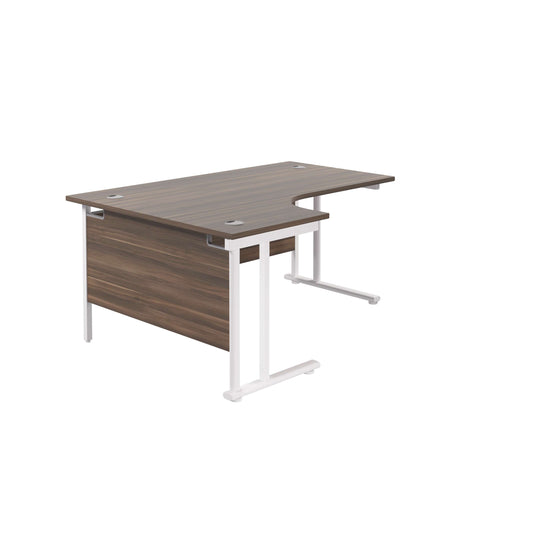 Twin Upright Left Hand Radial Desk (FSC) | 1600X1200 | Dark Walnut/White