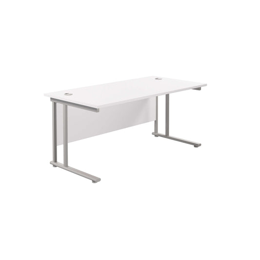 Twin Upright Rectangular Desk: 800mm Deep (FSC) | 1600X800 | White/Silver