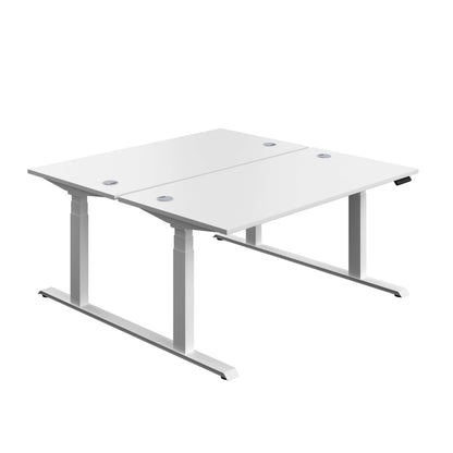 Economy Back To Back Sit Stand Desk (FSC) | 1600 X 800 | White/White