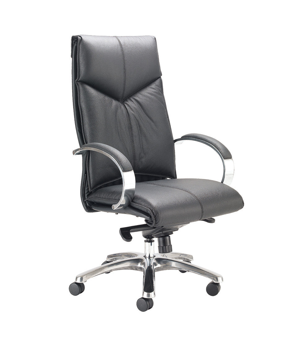 Valentino High Back Executive Chair in Black Leather