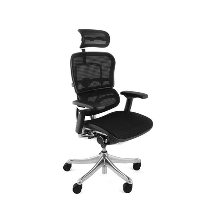 Ergohuman Plus Luxury Ergonomic Office Chair with Headrest in Black Mesh or Leather