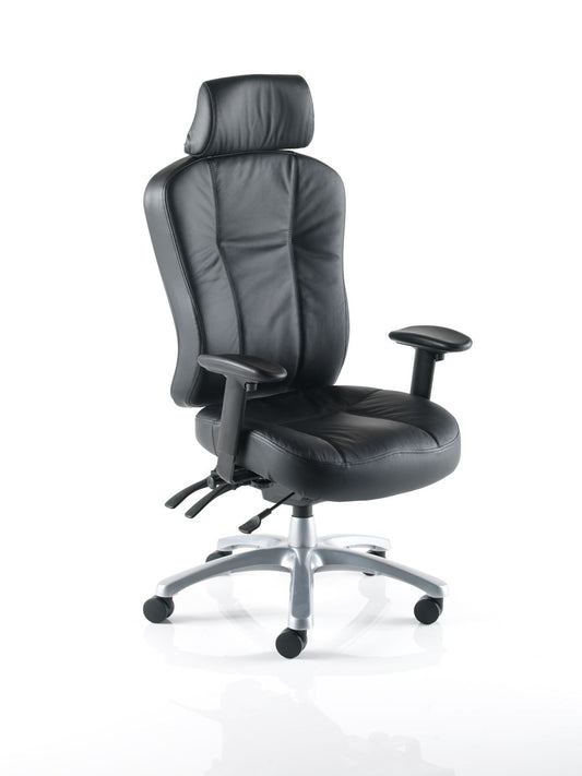 Zircon Leather High Back 24 Hour Office Chair with Arms and Headrest Option